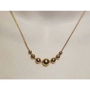 Vintage Gold Station Tone Sphere Pendant Necklace Movable Anniversary y2k Jewelr